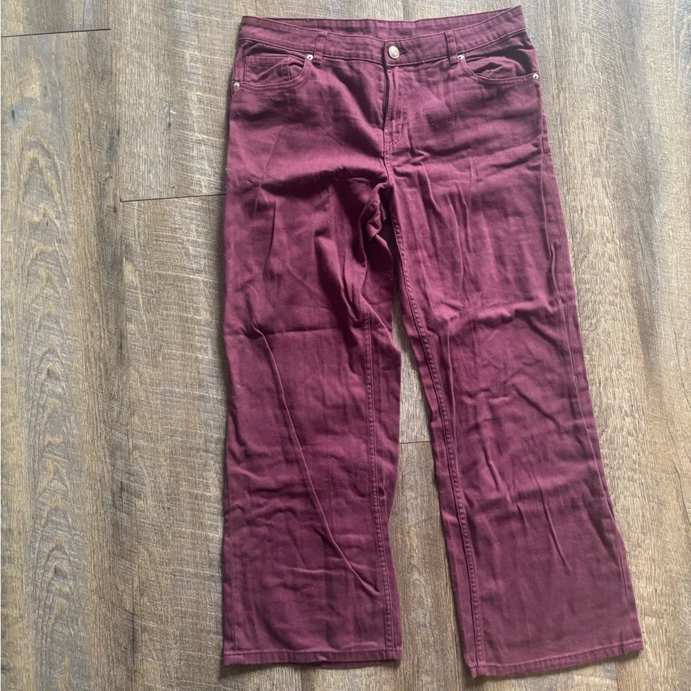 H&M Burgundy Wide Leg Jeans‎